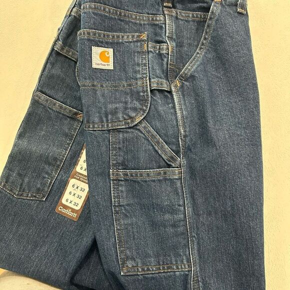 Carhartt Women’s Washed Denim Dungaree Work Jeans 6 x 32 – Midrise Bootcut Workw - Picture 8 of 12